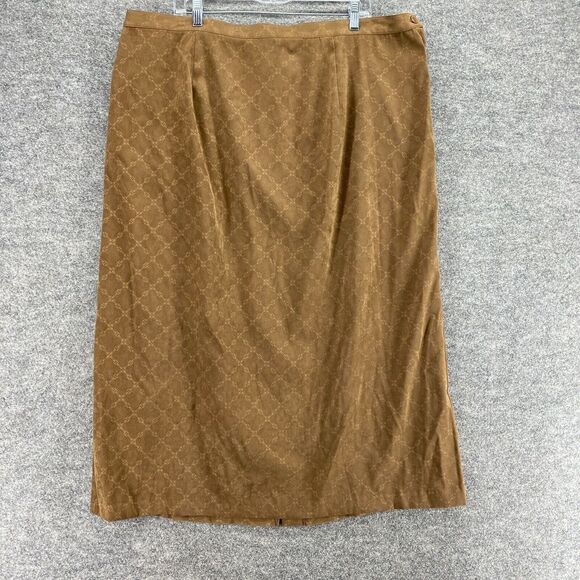 5/$45 Country Wear Casuals Skirt Women 3X Plus Brown Geometric Midi Mid Rise - Picture 1 of 8